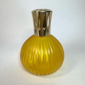 1970s Lampe Berger Paris Yellow Ribbed Glass Oil Lamp 5.5”
